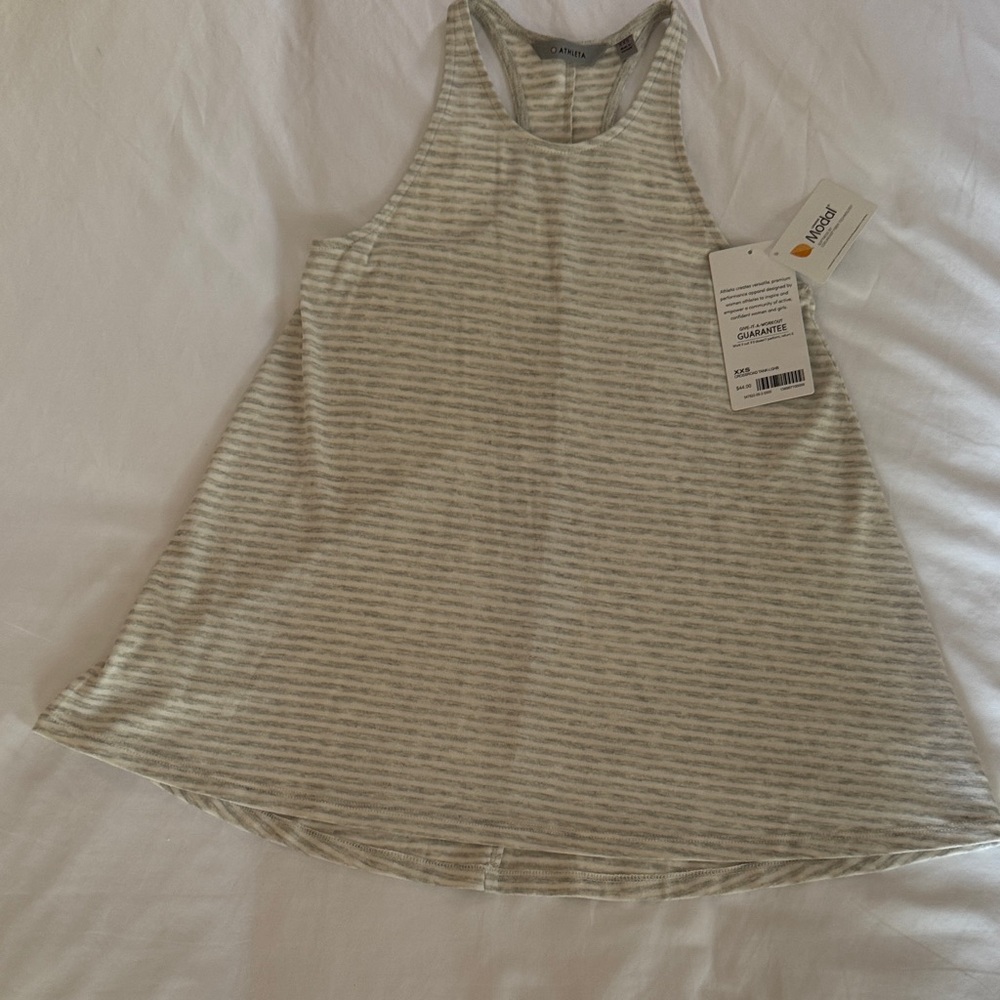 Athleta Gray Striped Tank Top